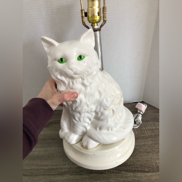 80s Ceramic Cat Table Lamp - Picture 10 of 16